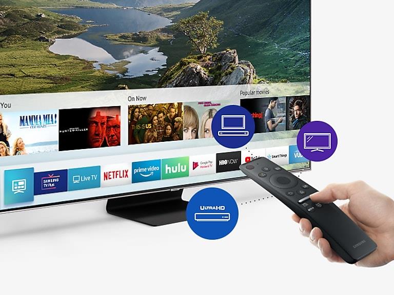 Giải trí thông minh mở rộng với Smart Hub với Smart TV QLED 4K Samsung 55Q65RA