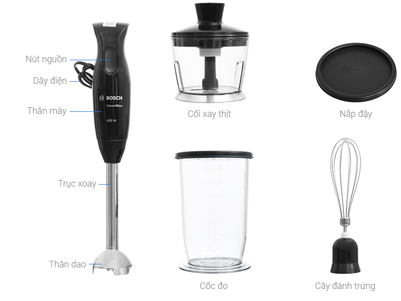 Thông số kỹ thuật Máy xay cầm tay Bosch HMH.MSM2650B 600W