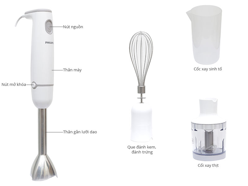 Thông số kỹ thuật Máy xay cầm tay Philips HR1607