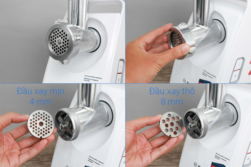 Có xay mịn, xay thô - Máy xay thịt Bosch HMH-MFW3520W 500W Có xay mịn, xay thô - Máy xay thịt Bosch HMH-MFW3520W 500W