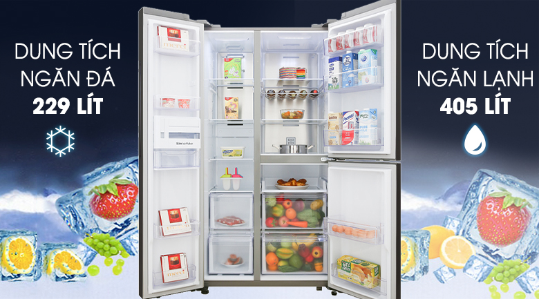 Dung tích 634 lít - Tủ lạnh Samsung Inverter 634 lít RS63R5571SL/SV Dung tích 634 lít - Tủ lạnh Samsung Inverter 634 lít RS63R5571SL/SV