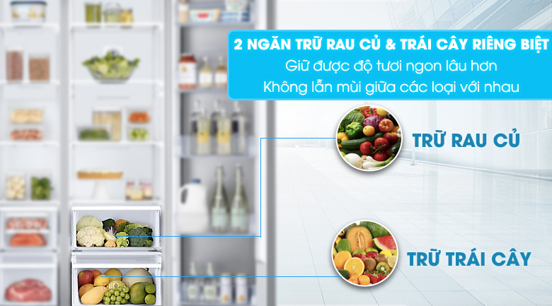 2 ngăn trữ riêng biệt cho rau củ và trái cây - Tủ lạnh Samsung Inveter 620 ít RH62K62377P/SV 2 ngăn trữ riêng biệt cho rau củ và trái cây - Tủ lạnh Samsung Inveter 620 ít RH62K62377P/SV