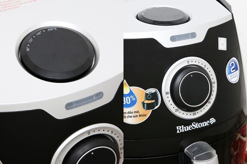 Có 2 nút xoay cho phép bạn tùy chỉnh nhiệt độ, hẹn giờ nướng thuận tiện - Nồi chiên không dầu Bluestone AFB-5871 5.5 lít Có 2 nút xoay cho phép bạn tùy chỉnh nhiệt độ, hẹn giờ nướng thuận tiện - Nồi chiên không dầu Bluestone AFB-5871 5.5 lít