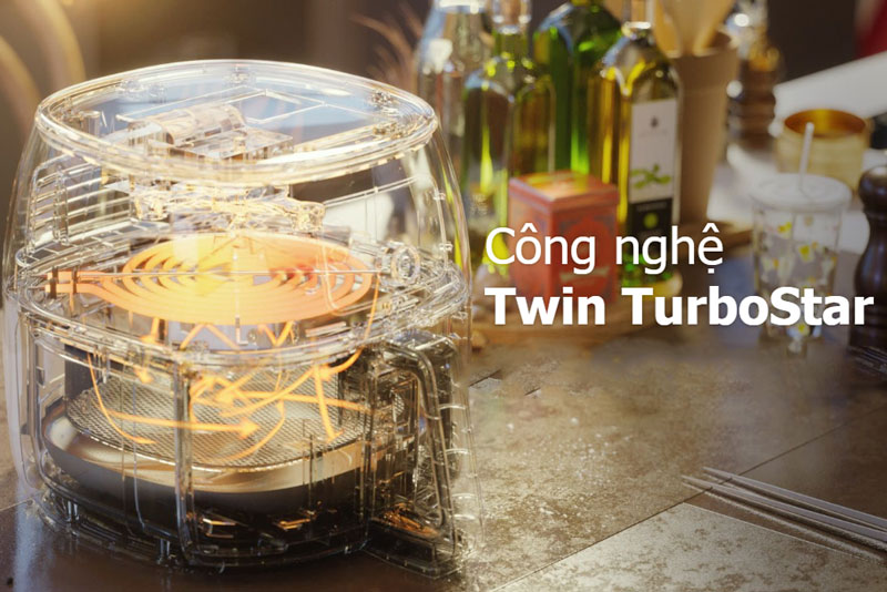 Công suất 2200 W, công nghệ làm nóng Rapid Air, mâm luân chuyển không khí Twin Turbo Star hiện đại - Nồi chiên không dầu Philips HD9650 Công suất 2200 W, công nghệ làm nóng Rapid Air, mâm luân chuyển không khí Twin Turbo Star hiện đại - Nồi chiên không dầu Philips HD9650