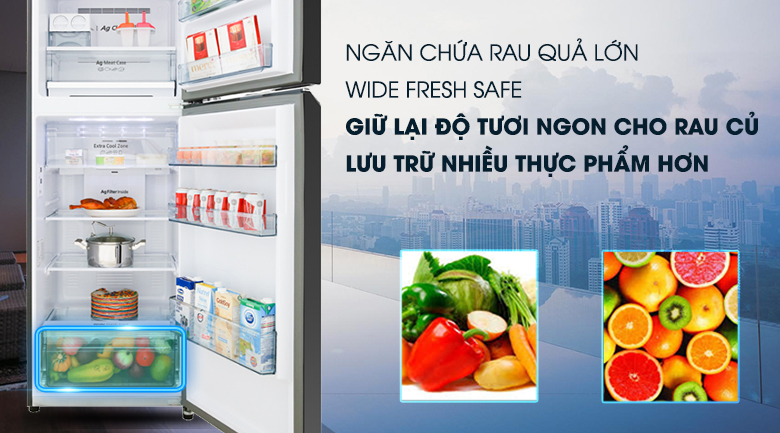 Ngăn Wide Fresh Safe - Tủ lạnh Panasonic Inverter 366 lít NR-BL381GKVN Ngăn Wide Fresh Safe - Tủ lạnh Panasonic Inverter 366 lít NR-BL381GKVN