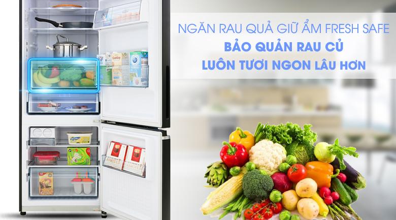 Giữ ẩm rau quả tươi ngon với ngăn Fresh Safe - Tủ lạnh Panasonic Inverter 290 lít NR-BV320GKVN Giữ ẩm rau quả tươi ngon với ngăn Fresh Safe - Tủ lạnh Panasonic Inverter 290 lít NR-BV320GKVN