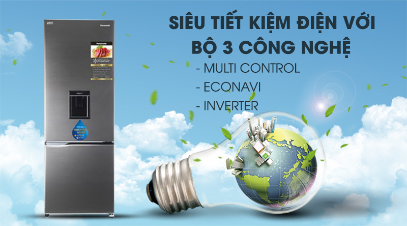 Tủ lạnh Panasonic Inverter 290 lít NR-BV320WSVN-Siêu tiết kiệm điện với bộ 3 công nghệ: Multi Control, Econavi và Inverter Tủ lạnh Panasonic Inverter 290 lít NR-BV320WSVN-Siêu tiết kiệm điện với bộ 3 công nghệ: Multi Control, Econavi và Inverter
