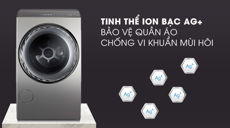 Tinh thể ion bạc Ag - Máy giặt sấy Toshiba Inverter 12 Kg TWD-DUJ130X4V Tinh thể ion bạc Ag - Máy giặt sấy Toshiba Inverter 12 Kg TWD-DUJ130X4V