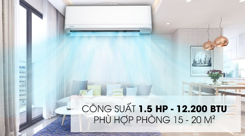 Công suất 1.5 HP cho phòng 15 - 20 m2 - Máy lạnh Toshiba Inverter 1.5 HP RAS-H13J2KCVRG-V Mẫu 2019 Công suất 1.5 HP cho phòng 15 - 20 m2 - Máy lạnh Toshiba Inverter 1.5 HP RAS-H13J2KCVRG-V Mẫu 2019