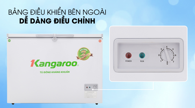 Nút điều chỉnh nhiệt độ bên ngoài tiện lợi, tiết kiệm điện - Tủ đông Kangaroo KG298C2 Nút điều chỉnh nhiệt độ bên ngoài tiện lợi, tiết kiệm điện - Tủ đông Kangaroo KG298C2