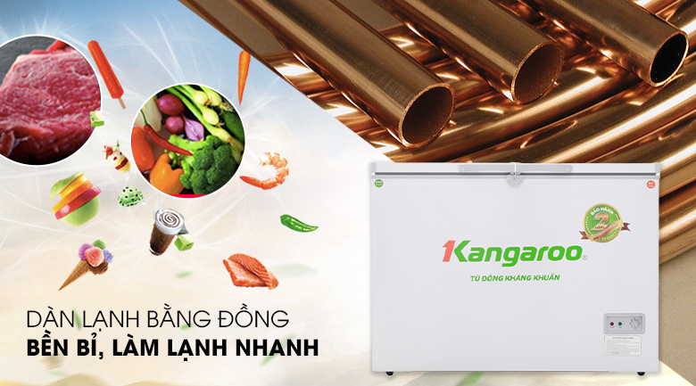 Dàn lạnh bằng đồng - Tủ đông Kangaroo KG298C2 Dàn lạnh bằng đồng - Tủ đông Kangaroo KG298C2