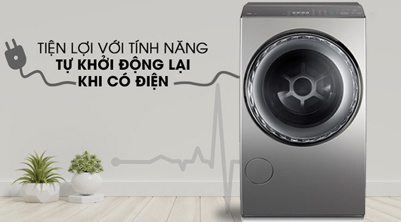 Tự khởi động lại khi có điện - Máy giặt sấy Toshiba Inverter 12 Kg TWD-DUJ130X4V Tự khởi động lại khi có điện - Máy giặt sấy Toshiba Inverter 12 Kg TWD-DUJ130X4V