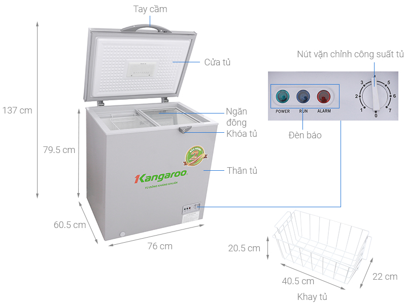 Tủ đông kháng khuẩn Kangaroo KG235VC1 235L 1 ngăn 1 cánh