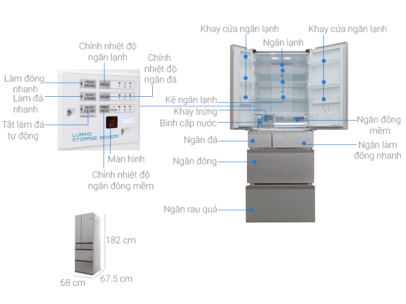 Thông số kỹ thuật Tủ lạnh Panasonic Inverter 489 lít NR-F510GT-N2