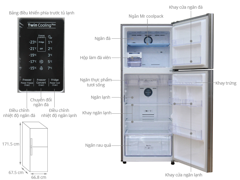 Thông số kỹ thuật Tủ lạnh Samsung Inverter 364 lít RT35K5532S8/SV
