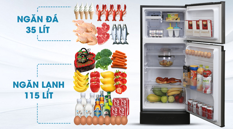Dung tích - Tủ lạnh Sharp Inverter 165 lít SJ-X176E-SL Dung tích - Tủ lạnh Sharp Inverter 165 lít SJ-X176E-SL