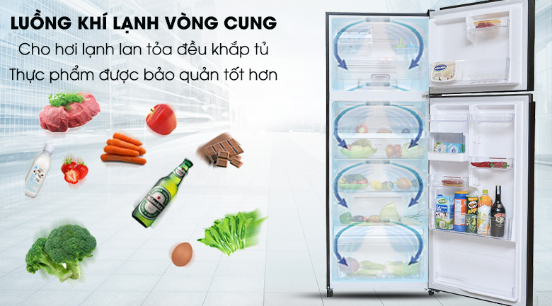 Công nghệ khí lạnh vòng cung giúp làm lạnh đồng đều - Dung tích Công nghệ khí lạnh vòng cung giúp làm lạnh đồng đều - Dung tích
