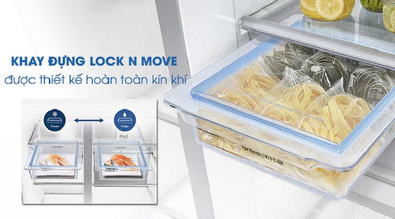 Hạn chế lẫn mùi với khay chứa Lock N Move - Tủ lạnh Samsung Inverter 620 lít RS58K6667SL/SV Hạn chế lẫn mùi với khay chứa Lock N Move - Tủ lạnh Samsung Inverter 620 lít RS58K6667SL/SV