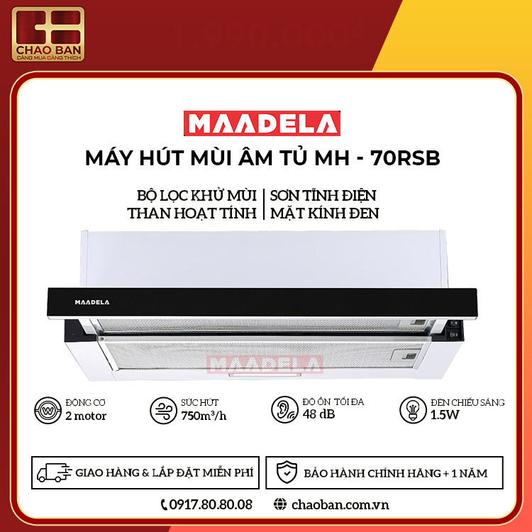 Máy hút mùi âm tủ Maadela MH-70RSB