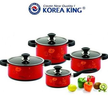 Bộ 4 nồi Korea King KAL-18000R (Đỏ)