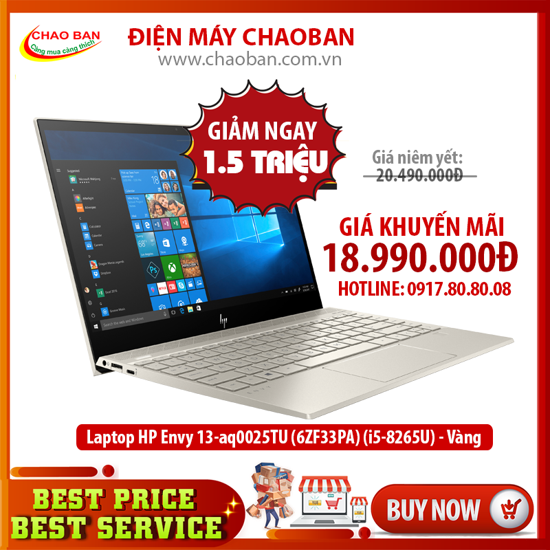 Laptop HP Envy 13-aq0025TU 6ZF33PA Core i5-8265U/ Win10 (13.3 FHD IPS)