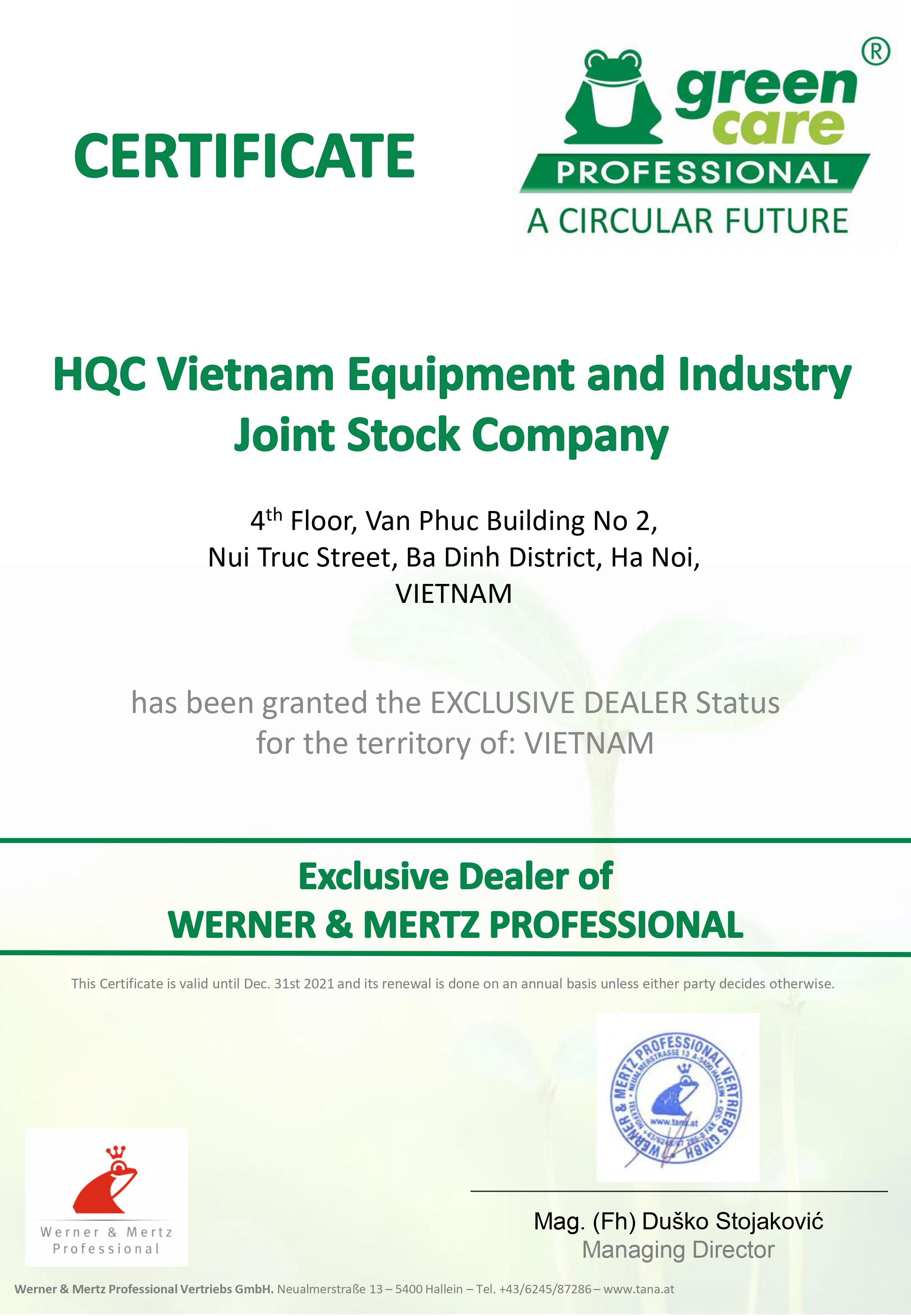 HQC - NHÀ PHÂN PHỐI ĐỘC QUYỀN TẠI VIỆT NAM