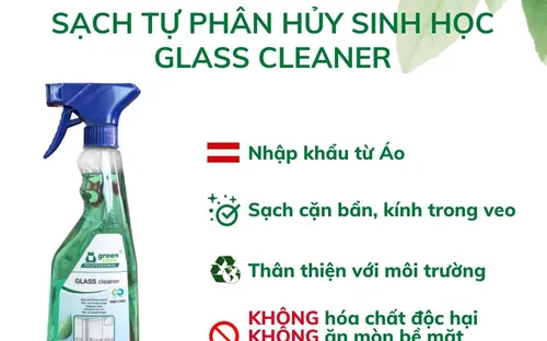 Nước lau gương kính siêu sạch tự phân hủy sinh học GLASS cleaner 750ml