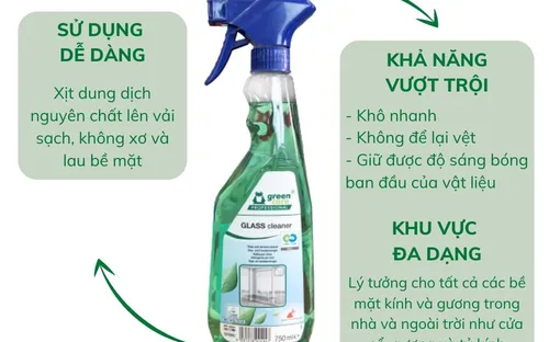 Nước lau gương kính siêu sạch tự phân hủy sinh học GLASS cleaner 750ml