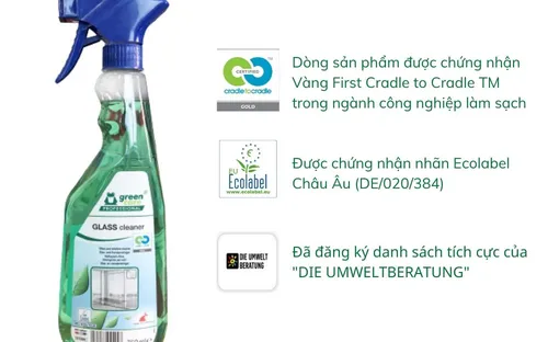 Nước lau gương kính siêu sạch tự phân hủy sinh học GLASS cleaner 750ml