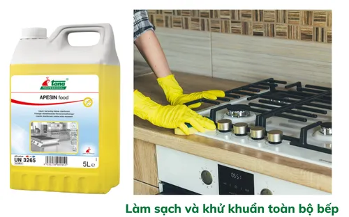 Chất làm sạch và khử khuẩn bếp 2 trong 1 APESIN food 5L