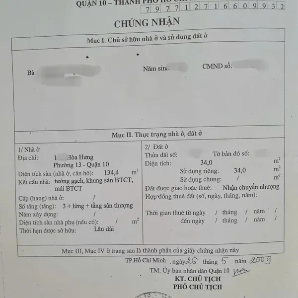 Bán nhà mặt tiền Hòa Hưng Phường 13 Quận 10