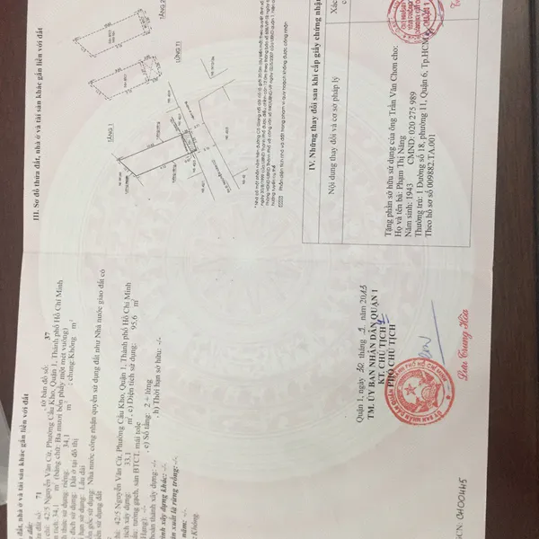 Cần Bán Nhà hẻm 4m Nguyễn Văn Cừ, P. Cầu Kho, Quận 1