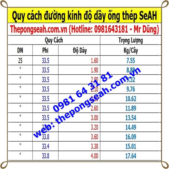 Ống thép mạ kẽm SeAH DN25 ( 34 x 3.2mm)  Ống thép mạ kẽm SeAH DN25 ( 34 x 3.2mm)