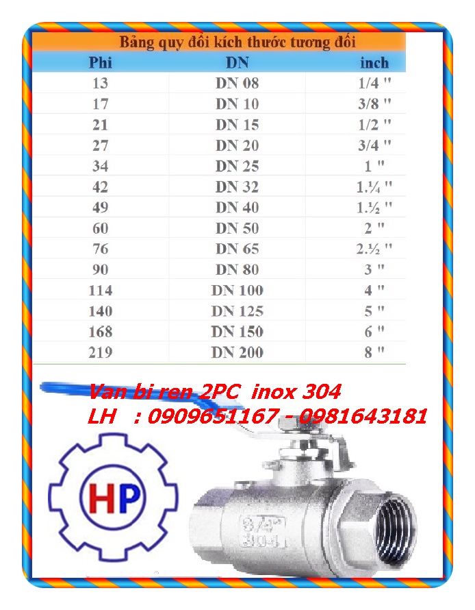 Van bi ren inox 304 phi 90 Van bi ren inox 304 phi 90