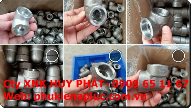 Tê ren áp lực #3000 thép A105,dn40 (phi49)  Tê ren áp lực #3000 thép A105,dn40 (phi49)