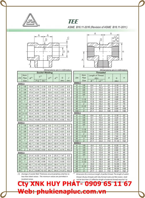 Tê ren áp lực #3000 thép A105,dn40 (phi49)  Tê ren áp lực #3000 thép A105,dn40 (phi49)