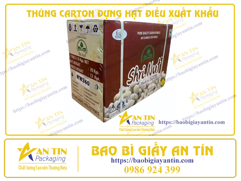 Nhận Đặt In Thùng Carton Đựng Hạt Điều Xuất Khẩu Giá Cực Tốt