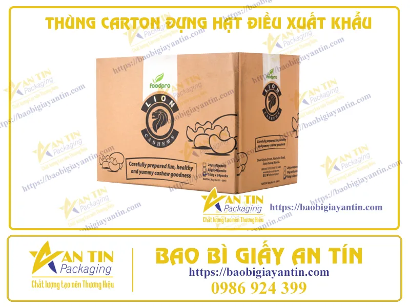 NHẬN ĐẶT IN THÙNG CARTON ĐỰNG HẠT ĐIỀU XUẤT KHẨU GIÁ CỰC TỐT