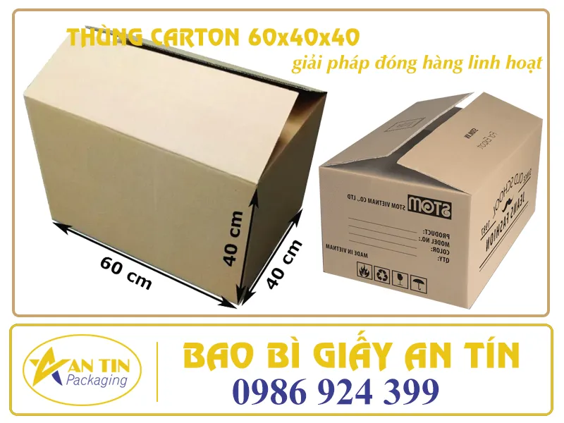 THÙNG CARTON 60x40x40 - GIẢI PHÁP ĐÓNG GÓI HÀNG LINH HOẠT