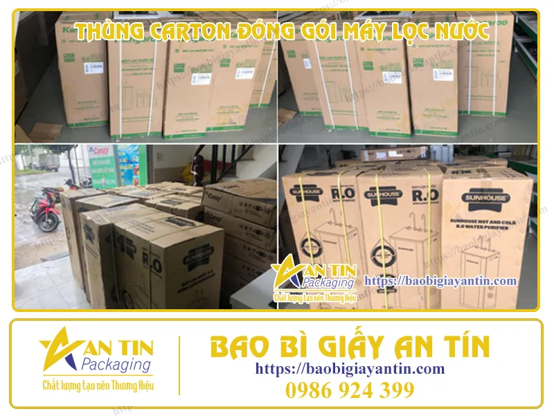 TIẾT KIỆM KHÔNG GIAN_ THÙNG CARTON ĐÓNG GÓI MÁY LỌC NƯỚC THIẾT KẾ GỌN NHẸ.