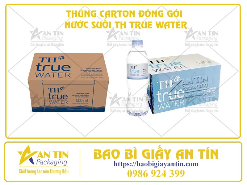 TÌM HIỂU MẪU THÙNG CARTON ĐÓNG GÓI NƯỚC SUỐI TH TRUE WATER