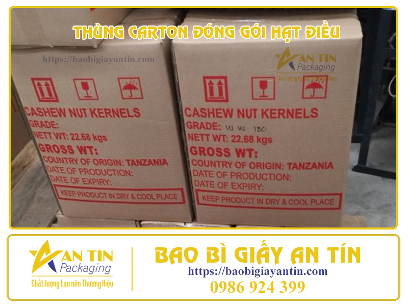 Thùng giấy carton đóng gói hạt điều
