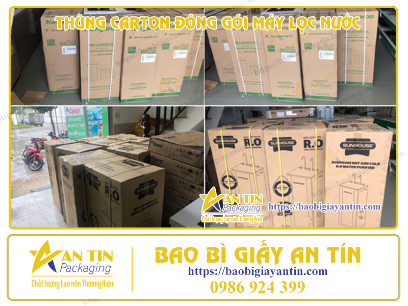 Tiết kiệm không gian_ thùng carton đóng gói máy lọc nước thiết kế gọn nhẹ.