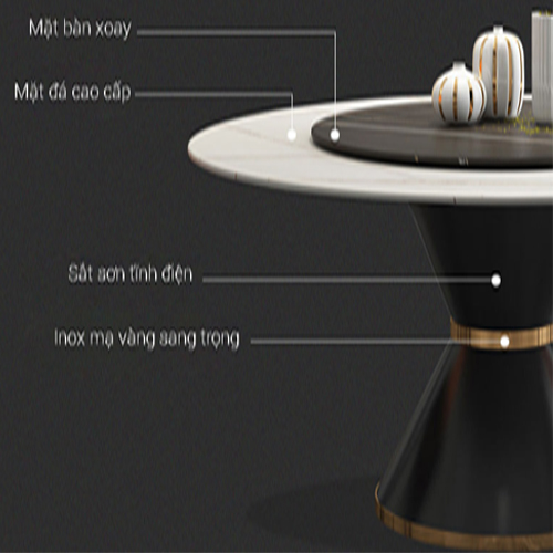 Bàn ăn tròn mặt đá xoay Kingdom