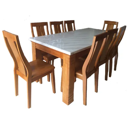 Bộ bàn ăn mặt đá nhân tạo 8 ghế-BD02