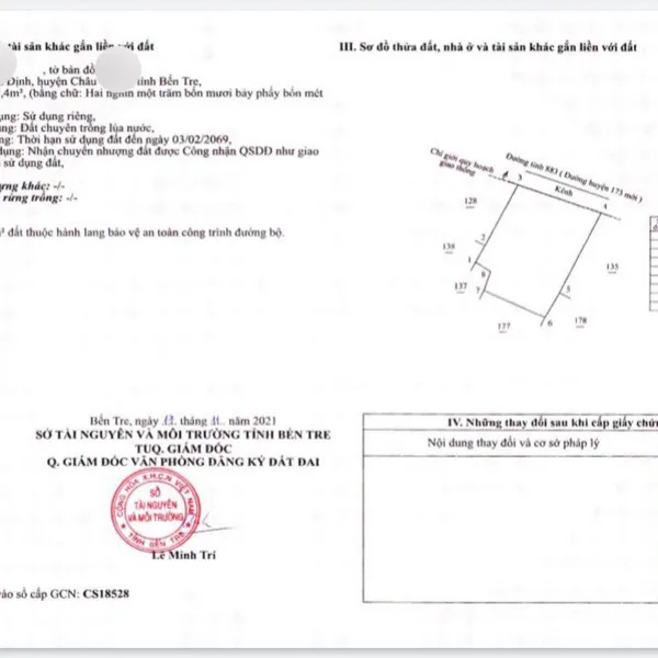 TTC [423] Đất Mặt Tiền 173 Hữu Định Châu Thành CẦN RA GẤP GẤP 