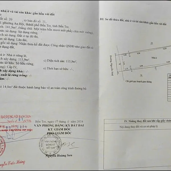[4-87] 🔥🔥Nhà mặt tiền đường Nguyễn Huệ, Phường An Hội, Tp Bến Tre 