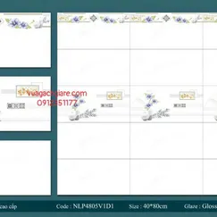 Gạch Men 40x80 Ốp Tường Giá Rẻ trắng vân khói 4805V1