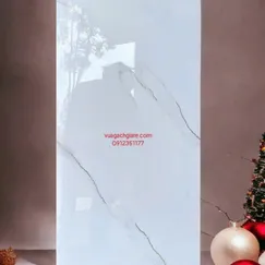 Gạch Đá 40x80 Ốp Tường Khắc Kim nhũ bạc trắng vân khói KS4825