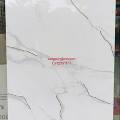 Gạch Đá 40x80 Ốp Tường Khắc Kim nhũ bạc trắng vân khói QHDJ8801